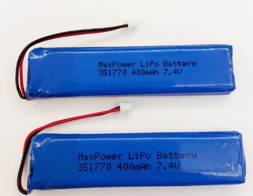 351770 MSDS UN38.3 400mAh بطارية ليثيوم بوليمر 7.4 فولت