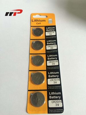 خلية زر الابتدائية 75mAh CR2016 بطارية ليثيوم 3.0V / Li-MnO2 نفطة بطاقة عملة البطارية